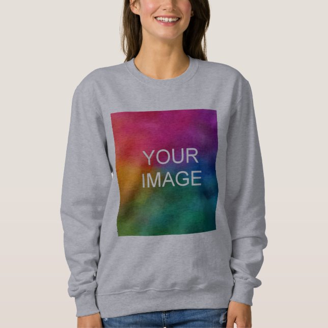 Trendy Upload Photo to Womens Modern Elegant Grey Sweatshirt (Front)