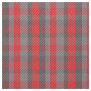 Gray Red Plaid Pattern Fabric | Zazzle