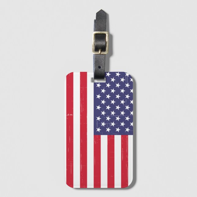 Trendy USA Flag Luggage Tag (Front Vertical)