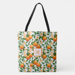 Trendy Valencia Orange Monogrammed  Tote Bag
