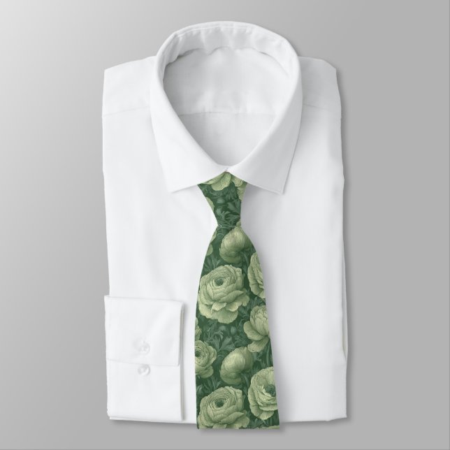 Trendy Valentine Gifts For Men Ranunculus Floral Neck Tie (Tied)