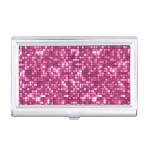 Trendy Valentine Hot Pink Disco Style Square Business Card Case
