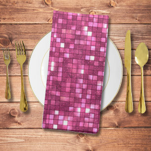 Trendy Valentine Hot Pink Disco Style Square Cloth Napkin