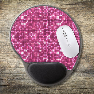 Trendy Valentine Hot Pink Disco Style Square Gel Mouse Pad