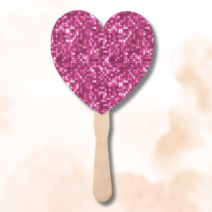Trendy Valentine Hot Pink Disco Style Square Hand Fan