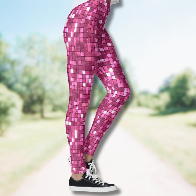 Trendy Valentine Hot Pink Disco Style Square Leggings (Creator Uploaded)