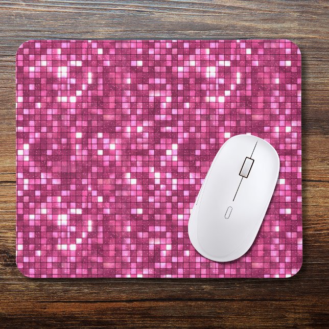 Trendy Valentine Hot Pink Disco Style Square Mouse Pad (Creator Uploaded)