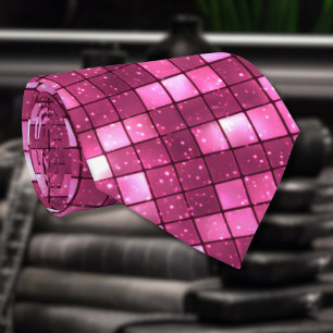 Trendy Valentine Hot Pink Disco Style Square Neck Tie