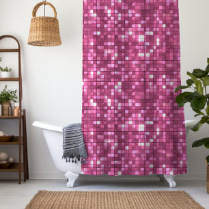 Trendy Valentine Hot Pink Disco Style Square Shower Curtain
