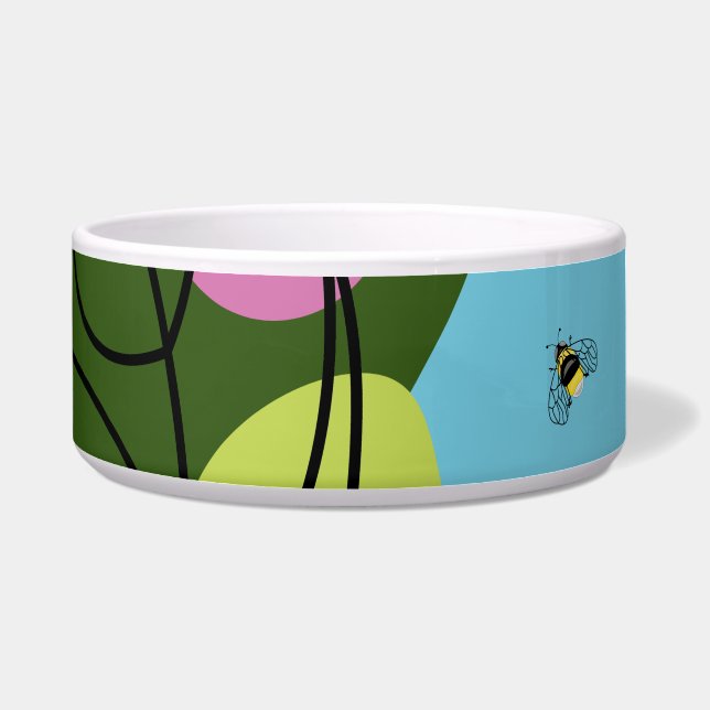 Trendy vector pattern of a summer flower in spots bowl (Left)