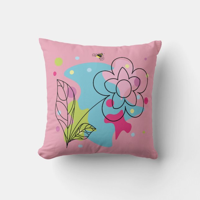 Trendy vector pattern of a summer flower in spots throw pillow (Front)