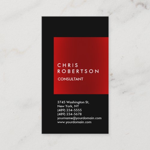 Trendy Vertical Black Red Stripe Business Card