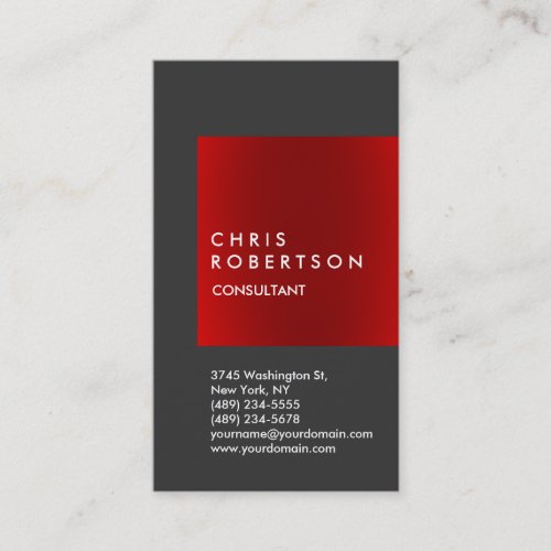 Trendy Vertical Grey Red Stripe Business Card