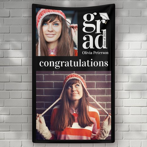 Trendy Vertical Photo Collage Graduation Banner