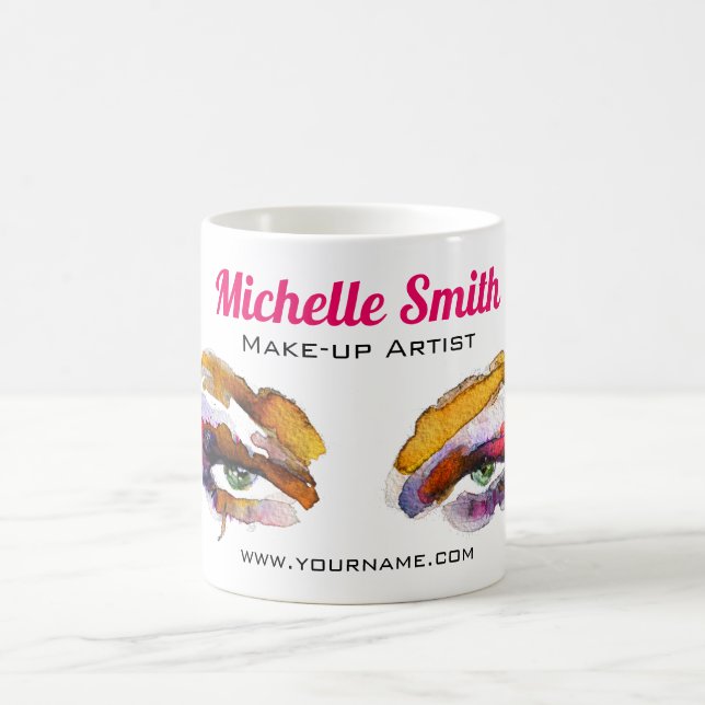 Trendy Vibrant Watercolor Eye Makeup Artist Coffee Mug (Center)