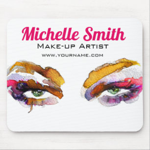 Trendy Vibrant Watercolor Eye Makeup Artist Mouse Pad
