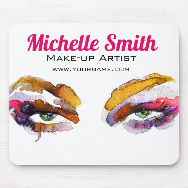 Trendy Vibrant Watercolor Eye Makeup Artist Mouse Pad (Front)