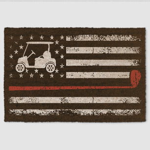 Trendy Vintage American Flag Golf Cart Fiber Doormat