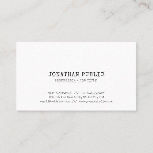 Trendy Vintage Classic Look Elite Design Plain Business Card