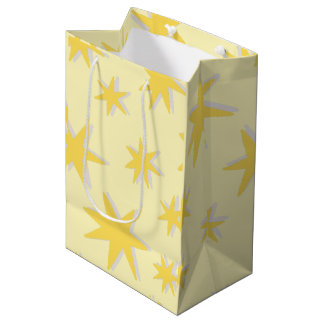 Trendy vintage color mustard with star pattern medium gift bag
