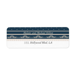 Trendy vintage damask lace polka dots wedding label