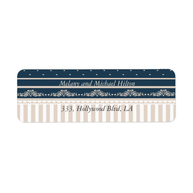 Trendy vintage damask lace stripes label (Front)
