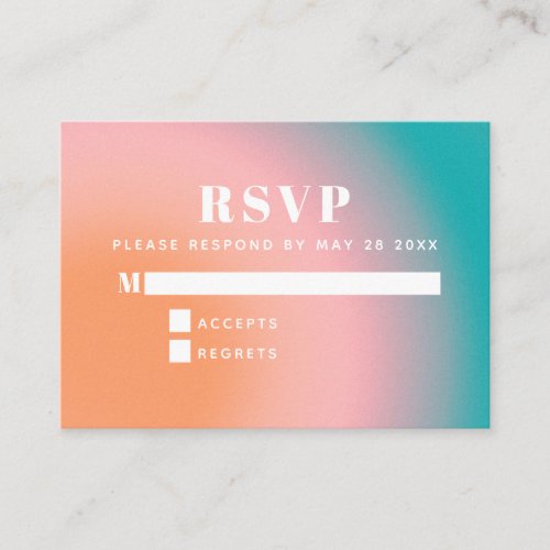 Trendy Vintage Gradient Teal Coral RSVP   Enclosure Card