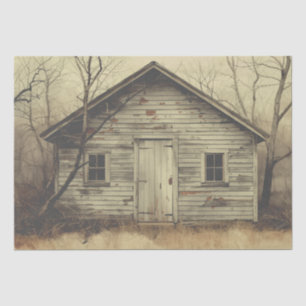 Trendy Vintage old Barn and Trees Forest Winter Tissue Paper
