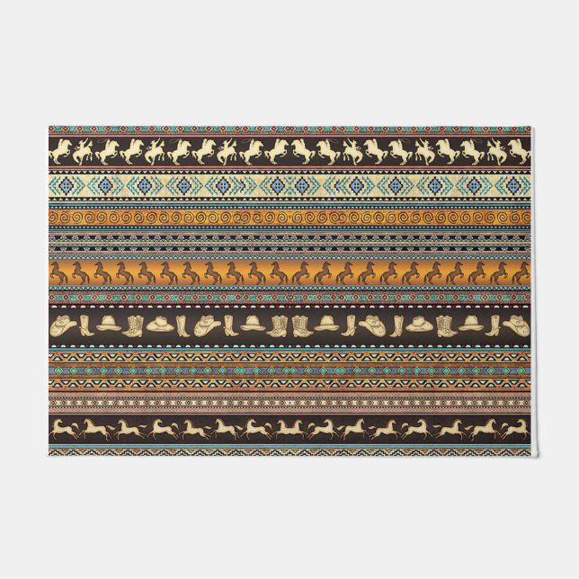 Trendy Vintage Pattern Rug, Retro Vibes Doormat (Front)