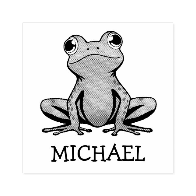 Trendy vintage Personalized Kids Cute Frog         Rubber Stamp (Imprint)