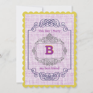Trendy Vintage Poster Style Navy Purple and Yellow Invitation