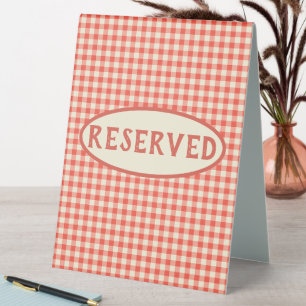 Trendy Vintage Red Checkerboard Pattern Reserved Table Tent