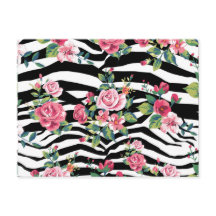 trendy vintage roses and zebra stripes pattern