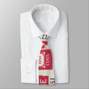 Trendy vintage tickets in red Antique Text based Neck Tie