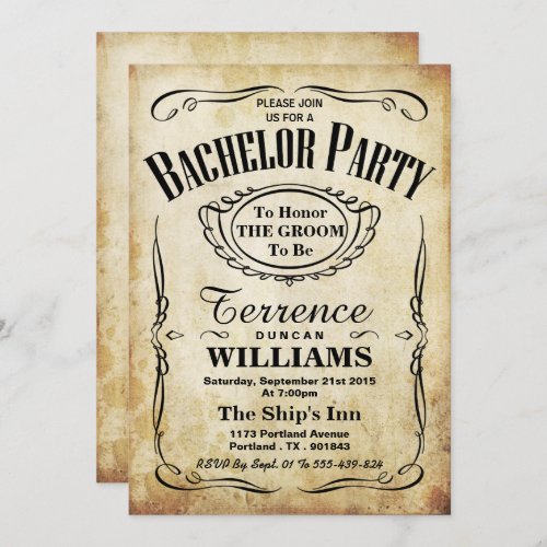 Trendy Vintage Typography Bachelor Party Invitation