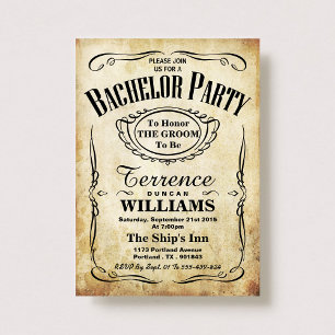 Trendy Vintage Typography Bachelor Party Invitation