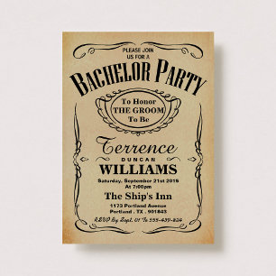 Trendy Vintage Typography Bachelor Party Invitation