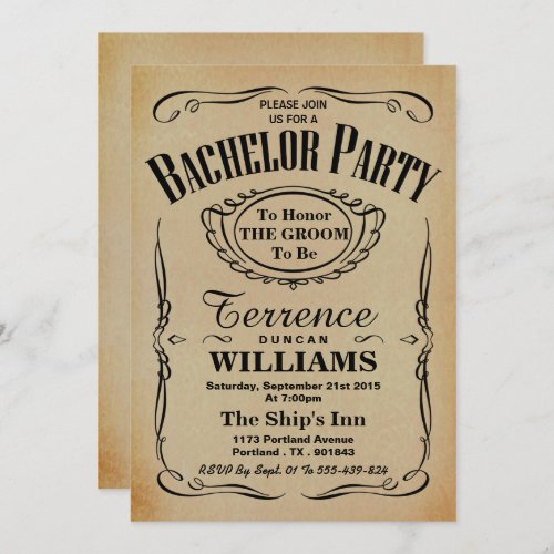 Trendy Vintage Typography Bachelor Party Invitation