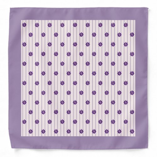 Trendy Violet Border Stripes  Purple Flower Rows Bandana