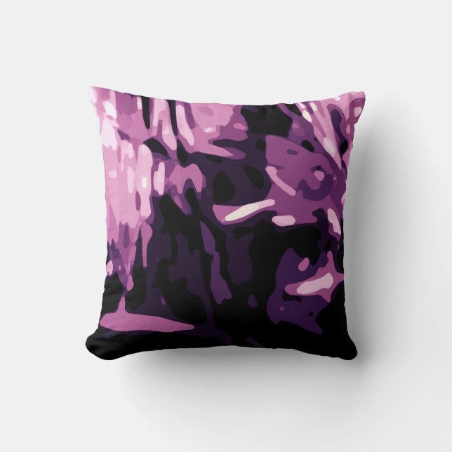 Trendy Violet Purple Pink Camo Abstract Pattern Throw Pillow (Front)