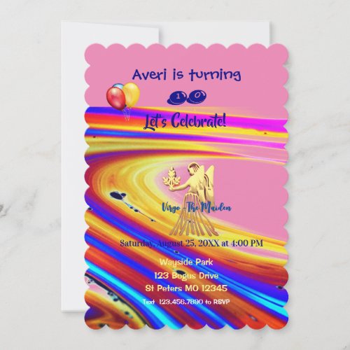 Trendy Virgo Birthday Party Invitation