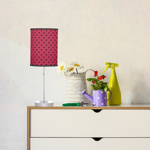 Trendy Viva Magenta and Black Dots  Table Lamp