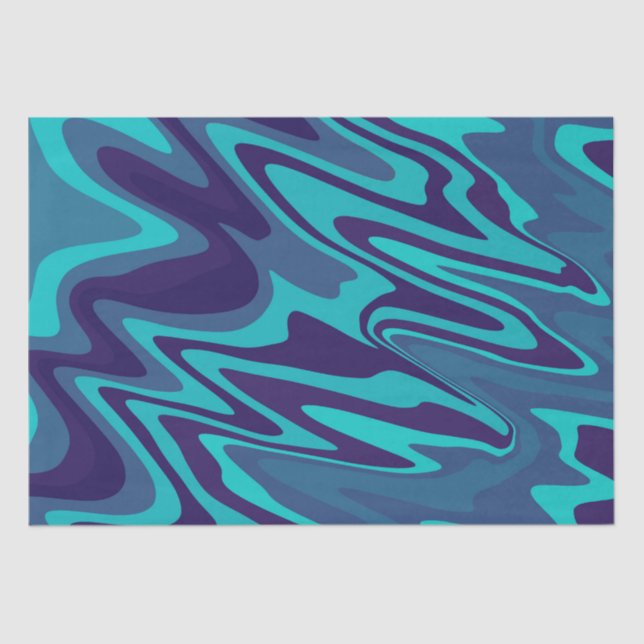 Trendy vivid blue turquoise Abstract wavy pattern  Tissue Paper (Front)