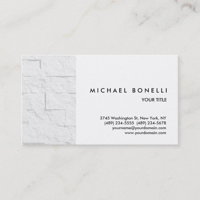 Trendy Wall Brick White Professional Business Card (Front)