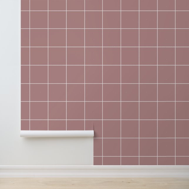 Trendy Warm Rose Pink 6" Grid Wallpaper (Application)