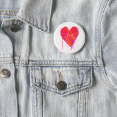 Trendy Watercolor Artsy Valentine's Day Heart Love Button (In Situ)