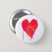 Trendy Watercolor Artsy Valentine's Day Heart Love Button (Front & Back)