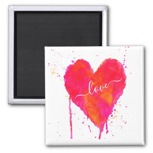 Trendy Watercolor Artsy Valentines Day Heart Love Magnet