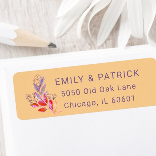 Trendy Watercolor Bold Boho Floral Address  Label