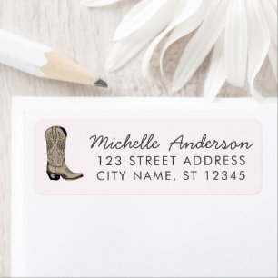 Trendy Watercolor Boot Western Return Address Label